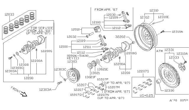 1987 Nissan Maxima Piston With Pin Diagram for 12010V5913