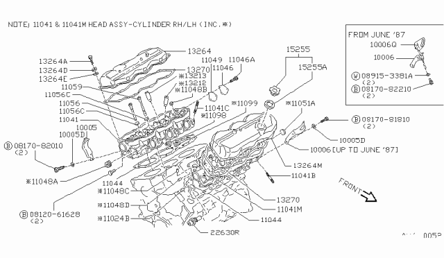 1988 Nissan Maxima Cover Assy-Valve Rocker Diagram for 1326542E60