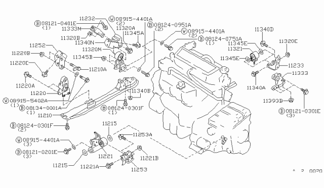 1986 Nissan Maxima Bolt Hex Diagram for 081210401E