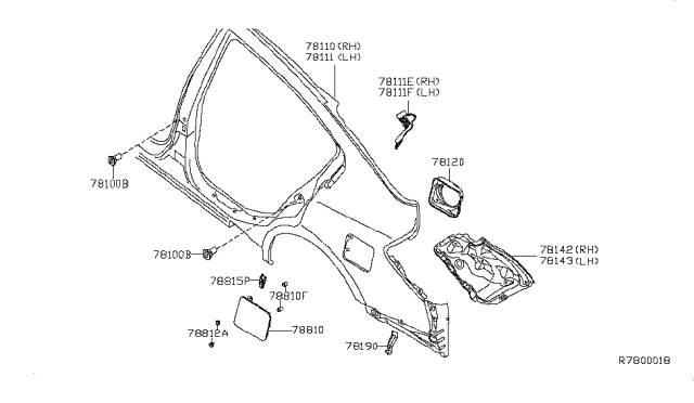 2008 Nissan Altima  Base-Rear Combination Lamp, LH Diagram for 78141JA030