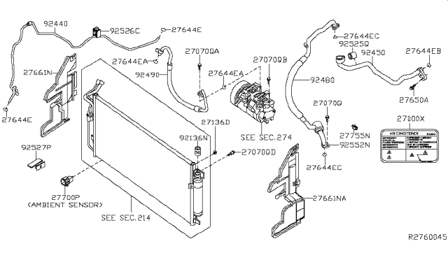2008 Nissan Altima  Pipe-Front Cooler, High Diagram for 92440JA800
