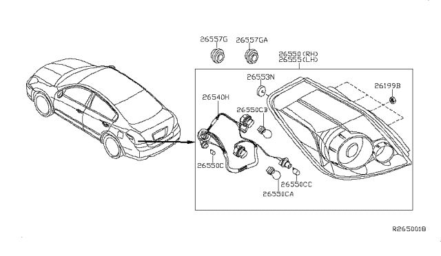 2011 Nissan Altima Bulb Diagram for 267170B000