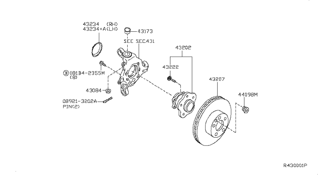 2009 Nissan Altima  Rotor-Disc Brake, Rear Diagram for 43206JA00A