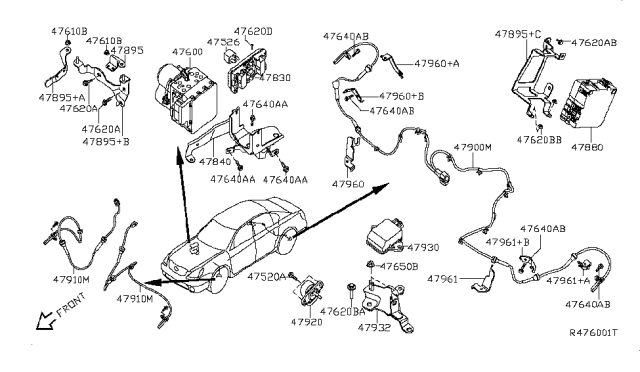 2009 Nissan Altima  Sensor Assembly-Anti SKID, Rear Diagram for 479019N00A
