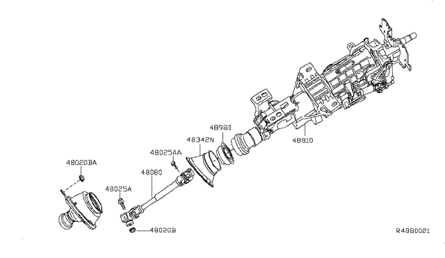 2010 Nissan Altima Joint-Steering Lower Diagram for 48080JA80B