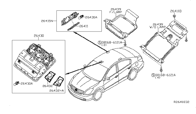 2011 Nissan Altima Lamp Assembly Map Diagram for 26430ZX00A