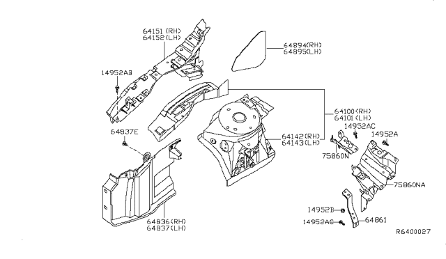 2010 Nissan Altima INSULATOR HOODLEDGE, RH Diagram for 64894JA00A