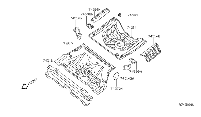 2008 Nissan Altima  Bracket SPAR Tire Diagram for 745885M030