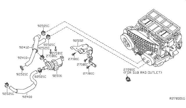2011 Nissan Altima Hose Assembly Inlet Diagram for 92400JA80A