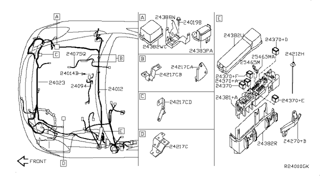 2009 Nissan Altima  Bracket-Relay Box Diagram for 24388JA70A