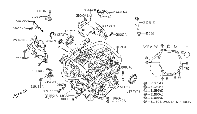 2009 Nissan Altima Bolt Diagram for 01125N8081