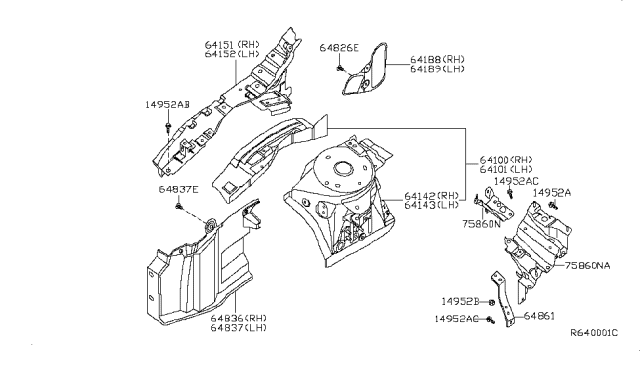 2007 Nissan Altima  Cover-Splash, Hoodledge LH Diagram for 64839JA000