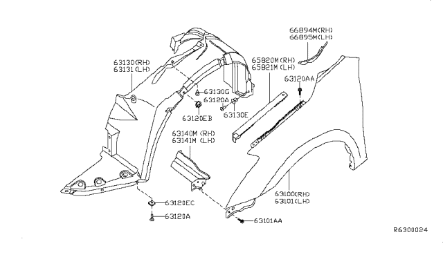 2008 Nissan Altima Stay-Front Fender, RH Diagram for 63180JA030