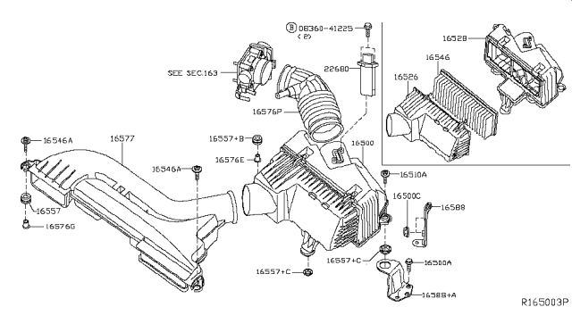 2010 Nissan Altima Air Cleaner Diagram for 16500JA80D