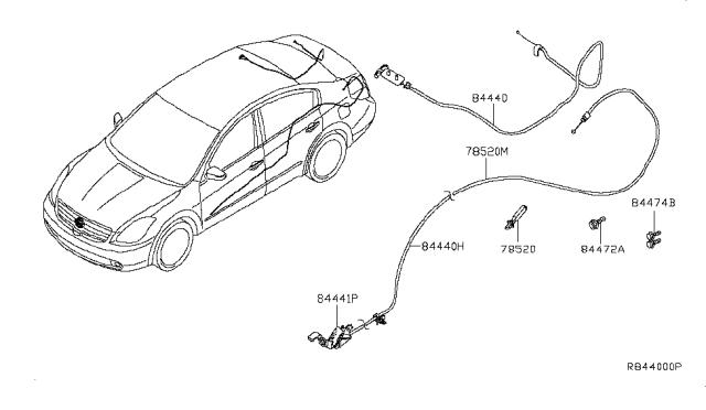 2009 Nissan Altima Cable-Trunk Lid Opener Diagram for 84652JA000