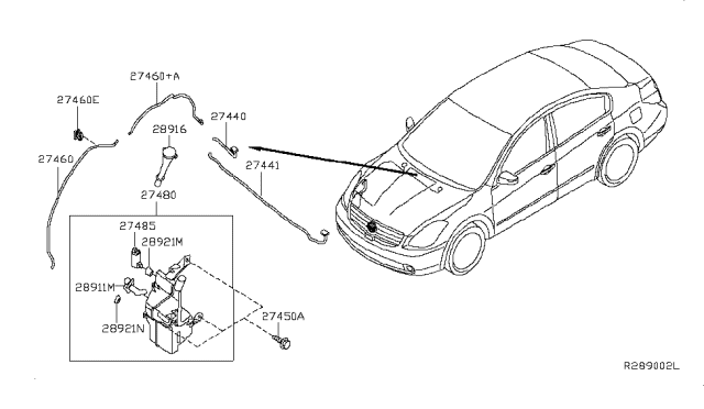2011 Nissan Altima  Sensor Assembly Washer Tank Diagram for 28911JA00A