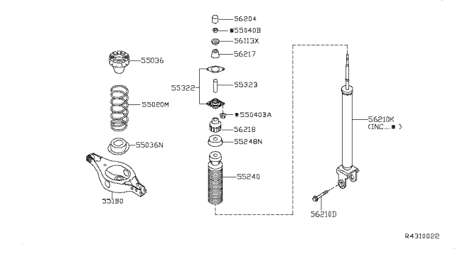 2008 Nissan Altima Tube-Distance, Shock Absorber Mounting Diagram for 553232Y00B
