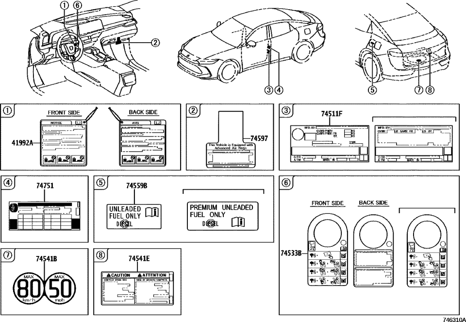 Toyota 42661-30S60 LABEL, TIRE PRESSURE