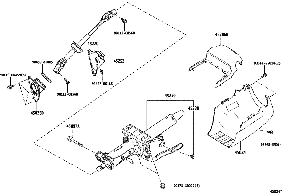 Toyota 45286-30A70-C0 COVER, STEERING COLU
