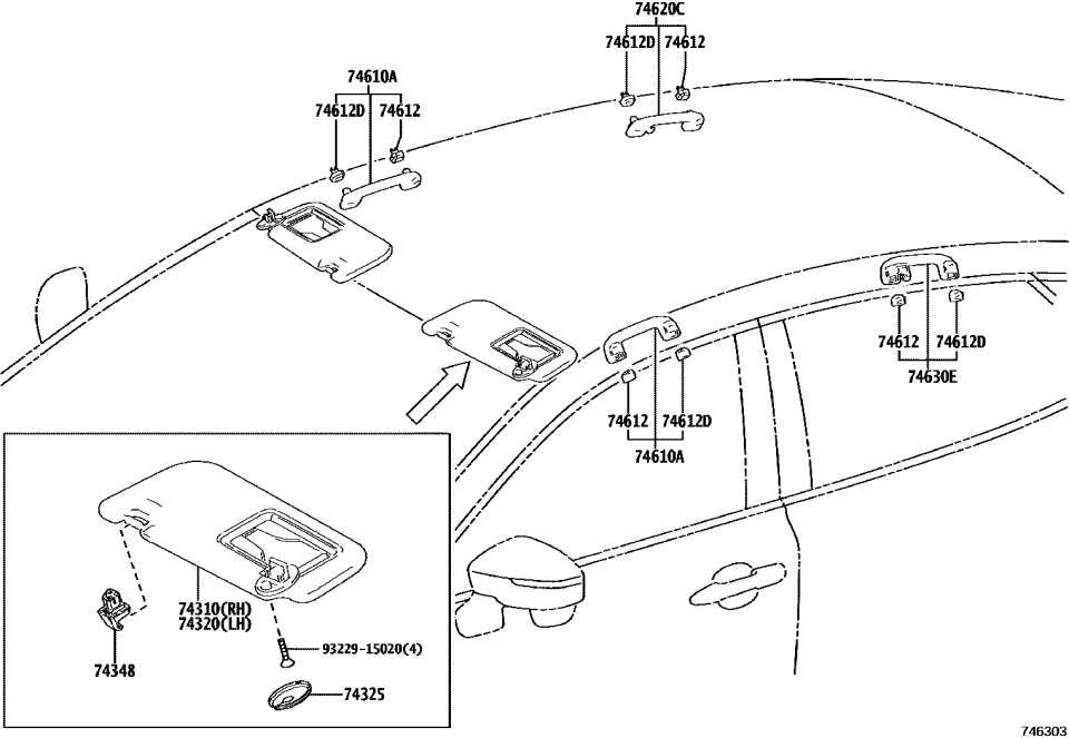 Toyota 74310-30G00-A0 VISOR ASSY, RH