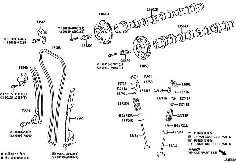 Toyota 13502-F0080 CAMSHAFT SUB-ASSY, N