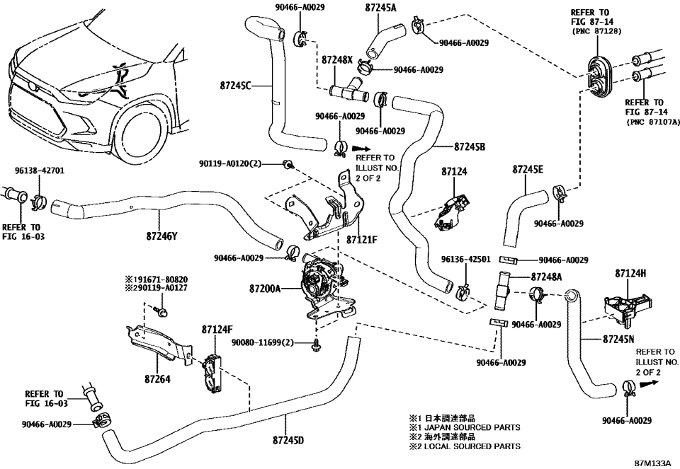 Toyota 87245-0ED70 HOSE, WATER