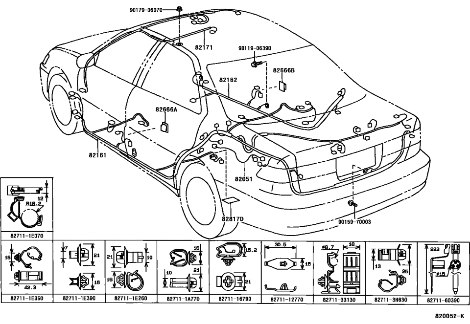 Toyota 82711-12770 Clamp, Wiring HARNES