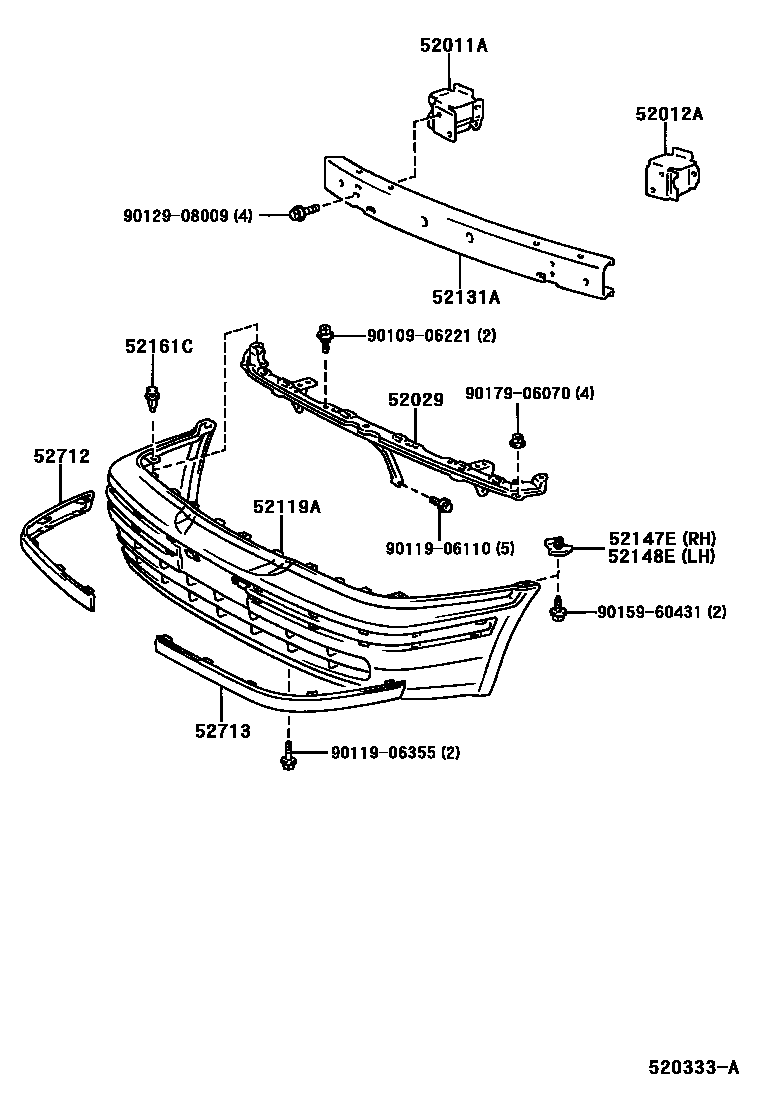 Toyota 90129-08009 Bolt, w/Washer