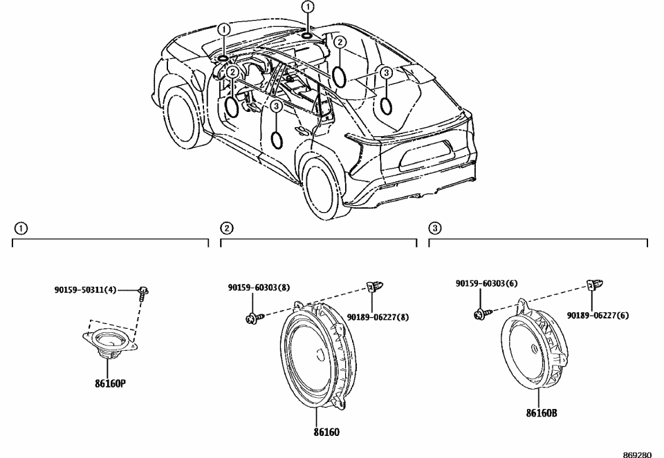 Toyota 86160-33A10 Rear Door Speaker