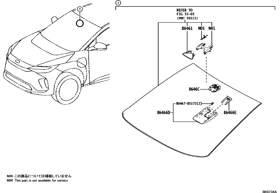 Toyota 8646C-42110 CAMERA, FORWARD RECO