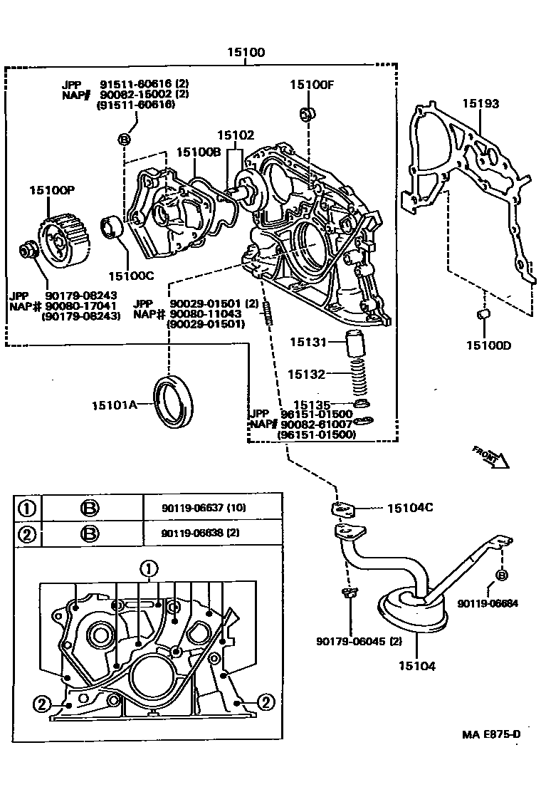 Toyota 90119-06638 Bolt, w/Washer