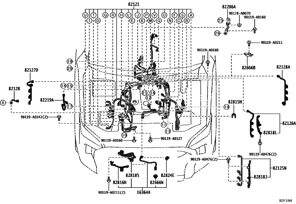 Toyota 82126-0C031 WIRE, ENGINE, NO.6