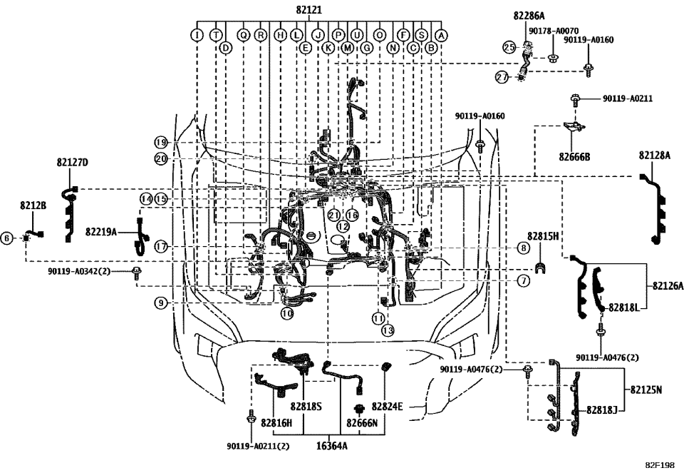 Toyota 82128-0C020 WIRE, ENGINE, NO.8