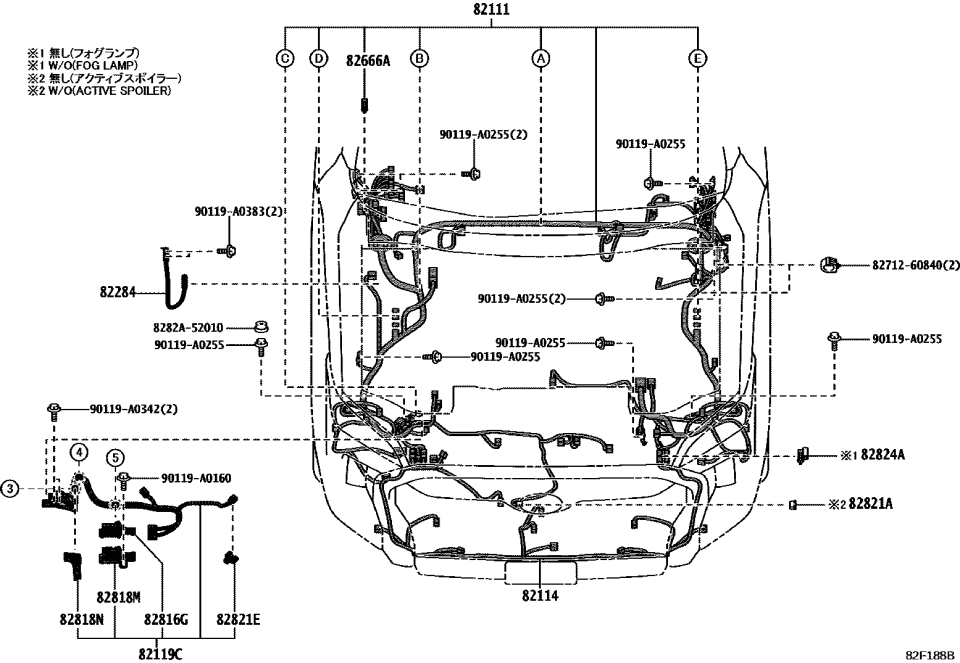 Toyota 82111-ANF21 WIRE, ENGINE ROOM MA