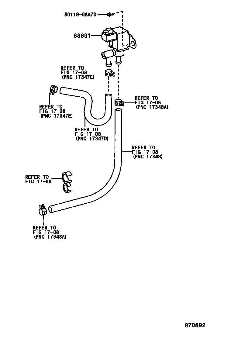 Toyota 90119-08A70 Bolt, w/Washer