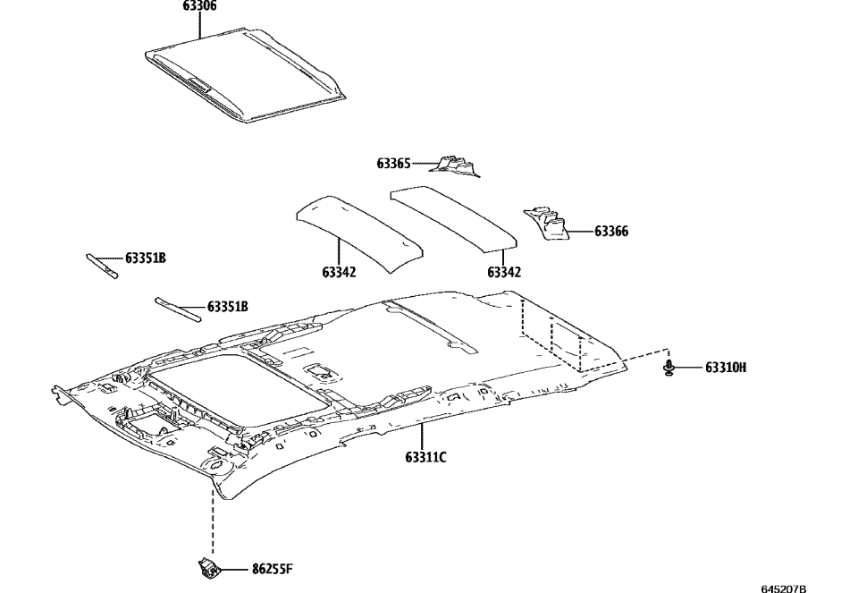 Toyota 63365-0A010 SUPPORT, ROOF HEADLI