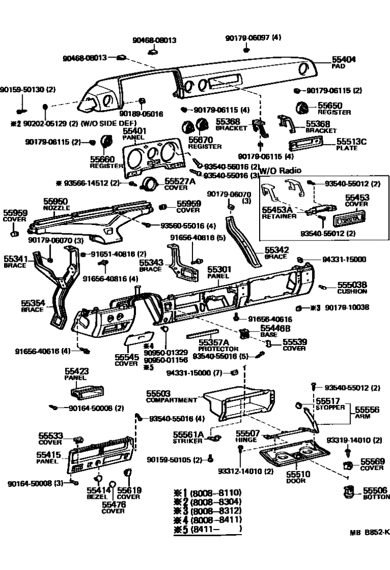 Toyota 90189-05016 GROMMET, Screw
