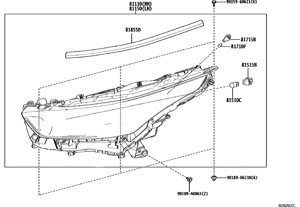 Toyota 81117-0E420 PROTECTOR, HEADLAMP