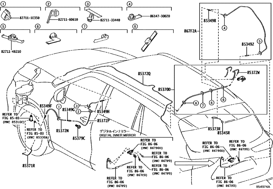 Toyota 85370-0E460 HOSE ASSY, WASHER