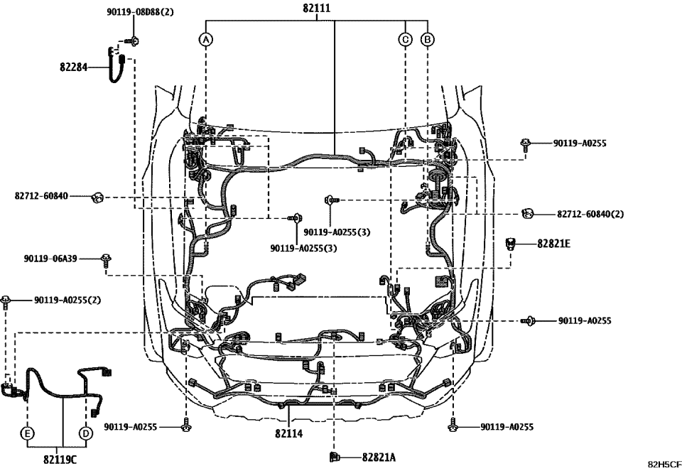 Toyota 82114-AK010 WIRE, ENGINE ROOM, N