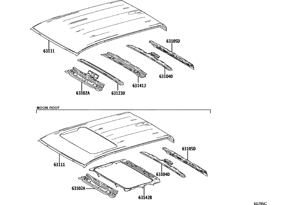 Toyota 63111-AK010 PANEL, ROOF