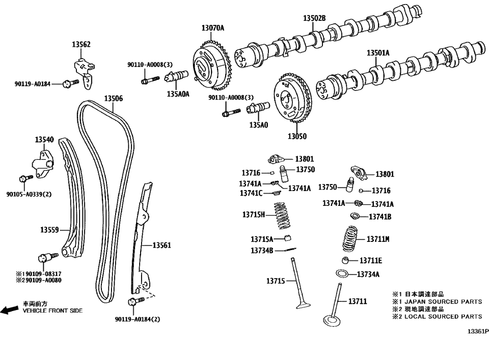 Toyota 13501-F0080 CAMSHAFT SUB-ASSY, N