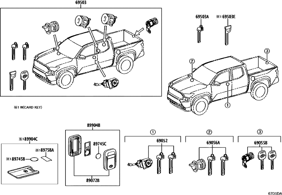 Toyota 69005-AK010 CYLINDER & KEY SET