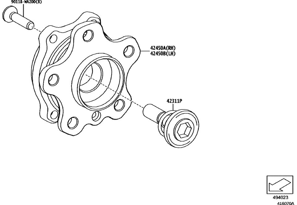 Toyota 42410-WAA02 Hub & Bearing
