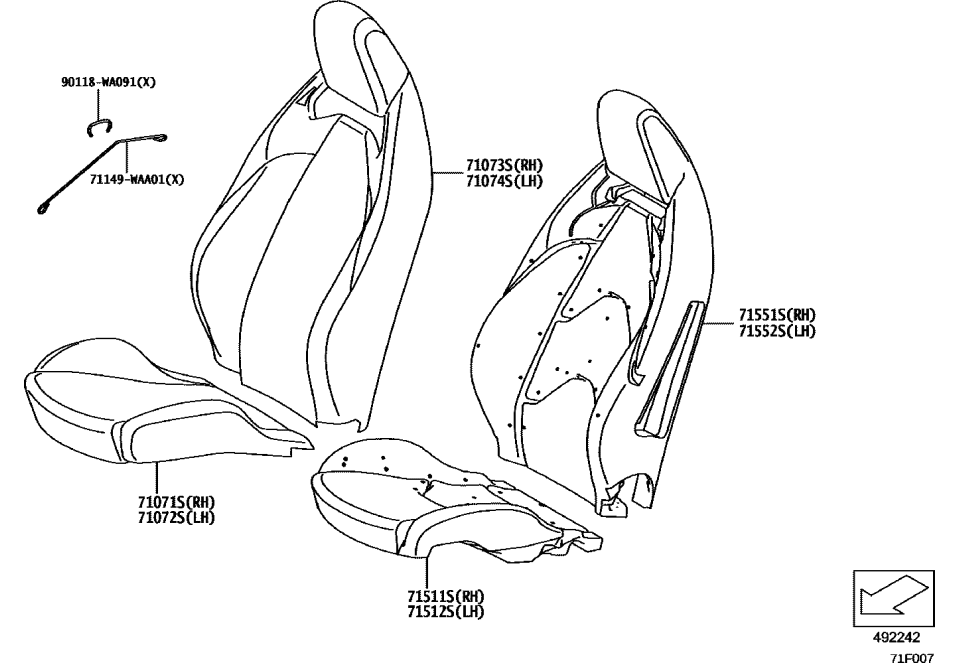 Toyota 71073-WAA01 Cover Sub-Assembly, Fr S