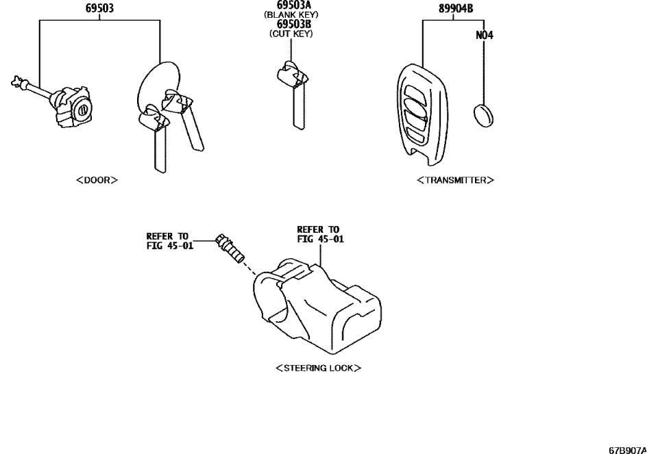 Toyota SU003-09884 Cylinder & Keys