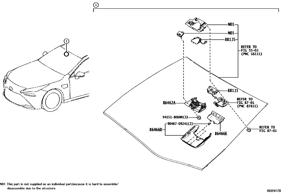 Toyota 86466-30020 COVER, FORWARD RECOG