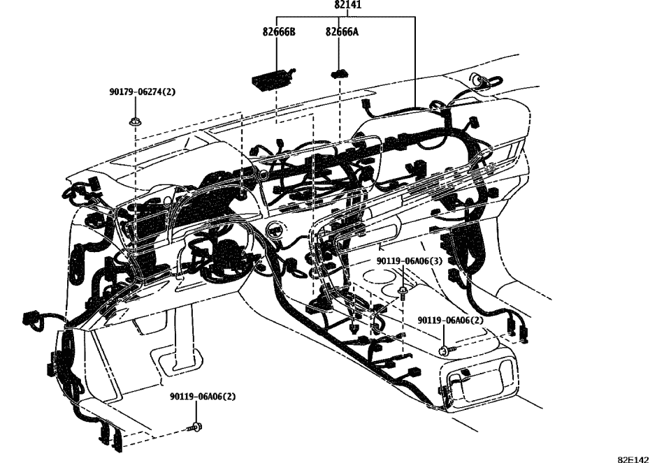 Toyota 82141-62160 WIRE, INSTRUMENT PAN