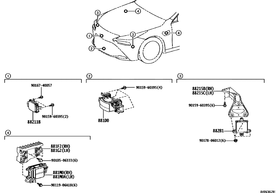 Toyota 882B1-30030 SENSOR, FR SIDE RADA