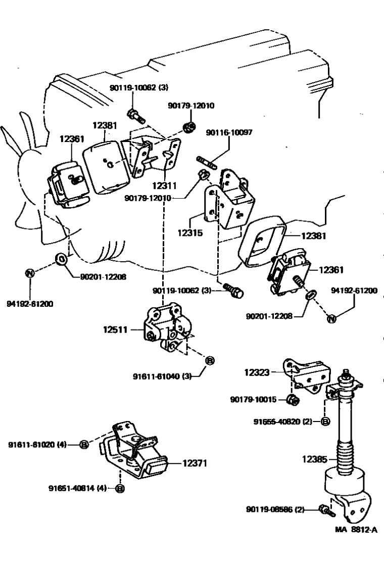 Toyota 90119-08586 Bolt, w/Washer